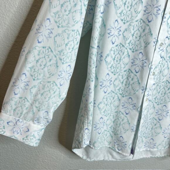 Stetson Cowboy Button Down White Shirt Blue & Green Paisley Print Size Large - Picture 3 of 11